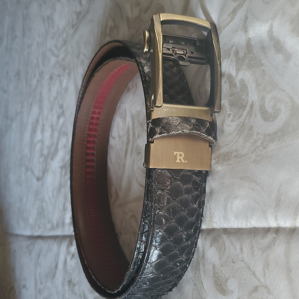 Rowland Thomas By Nextbelt Men's Gray Snakeskin Embossed Italian Calfskin Belt
